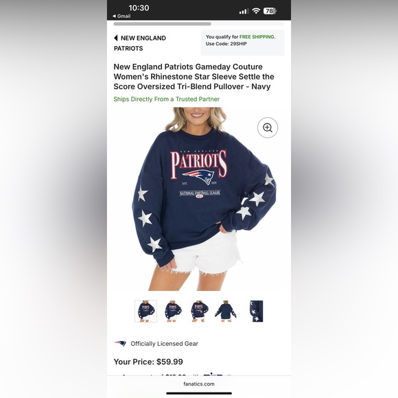 New England Patriots Oversized Sweater - Picture 4 of 7